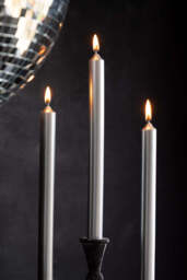Beautiful Dinner Candle - Metallic Silver