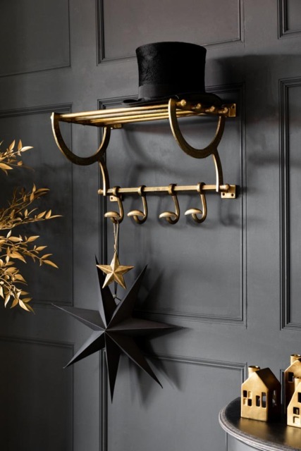 Antique Gold Luggage Rack With Coat Hooks - image 1