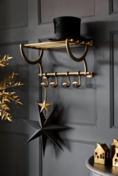 Antique Gold Luggage Rack With Coat Hooks - thumbnail 1