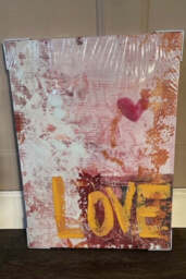 Set of 2 Pink & Orange Abstract Peace/Love Wall Art - SECONDS - thumbnail 5