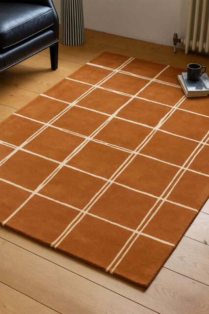 The Albany Grid Rug in Rust - Available in 3 Sizes - image 1