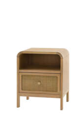 Curved Wood & Rattan Bedside Table - thumbnail 5