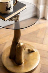 Gold Kicking Legs Side Table with Glass Top - thumbnail 3