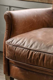 Vintage-Style Dark Brown Leather 2-Seater Sofa - thumbnail 4