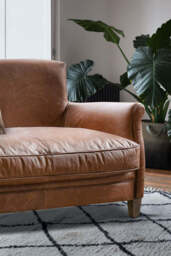 Vintage-Style Dark Brown Leather 2-Seater Sofa - thumbnail 3