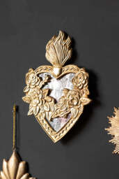 Foxed Floral Mirror Heart Hanging Decoration - thumbnail 4