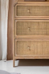 Curved Wood & Rattan Chest Of Drawers - thumbnail 5