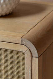 Curved Wood & Rattan Chest Of Drawers - thumbnail 4