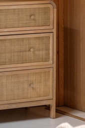 Curved Wood & Rattan Chest Of Drawers - thumbnail 3
