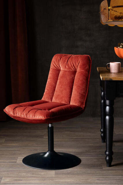 Burnt Orange Velvet Swivel Dining Chair - image 1