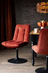 Burnt Orange Velvet Swivel Dining Chair - thumbnail 3