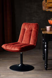 Burnt Orange Velvet Swivel Dining Chair - thumbnail 1