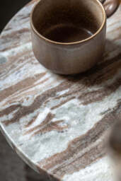 White Marble Round Side Table - thumbnail 4