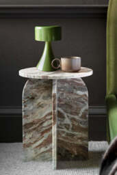 White Marble Round Side Table - thumbnail 3