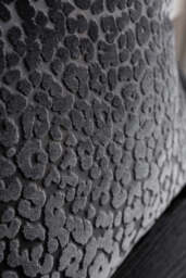 Black Leopard Velvet Cushion with Fringe Trim - thumbnail 5