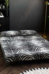 Mabel Large 2 Seater Sofa Bed in Zebra Print Velvet - thumbnail 3