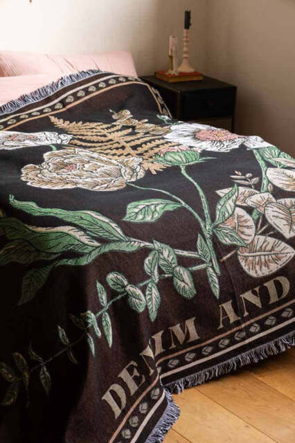 Denim & Bone Scandi Black Woven Cotton Throw - image 1