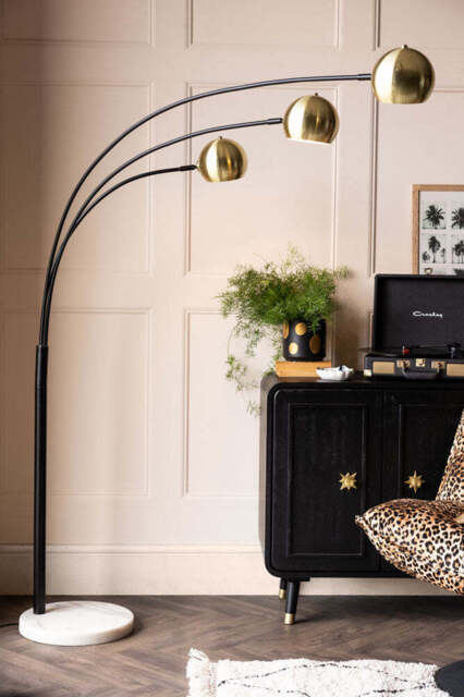 Statement Black & Gold Retro Arch Floor Lamp - image 1