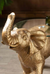 Gold Elephant Side Table With Glass Top - thumbnail 3
