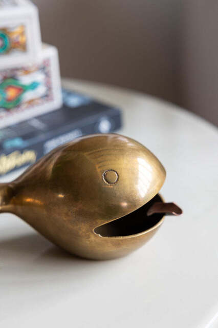 Fabulous Antique Gold Whale Ornament/Ashtray - image 1