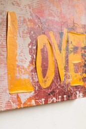 Set of 2 Pink & Orange Abstract Peace/Love Wall Art - thumbnail 4