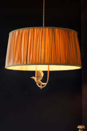 Gold Ruched Hanging Bird Pendant Light - thumbnail 1