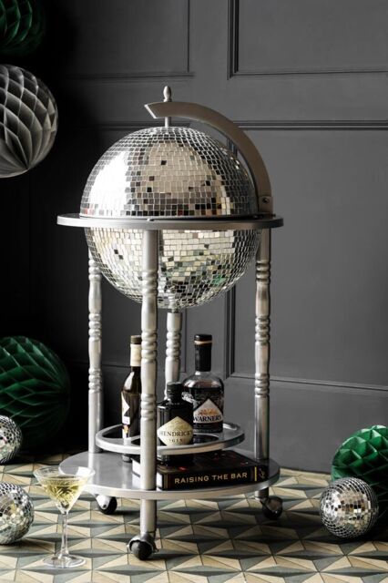Silver Disco Ball Drinks Trolley Cart - image 1