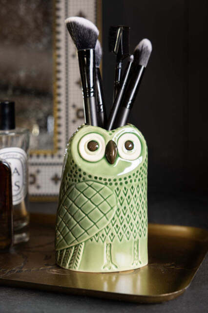 Quirky Green Owl Bud Vase - image 1