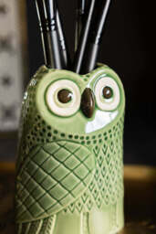Quirky Green Owl Bud Vase - thumbnail 3