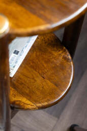 Dark Wood & Brass Oval Side Table - thumbnail 5
