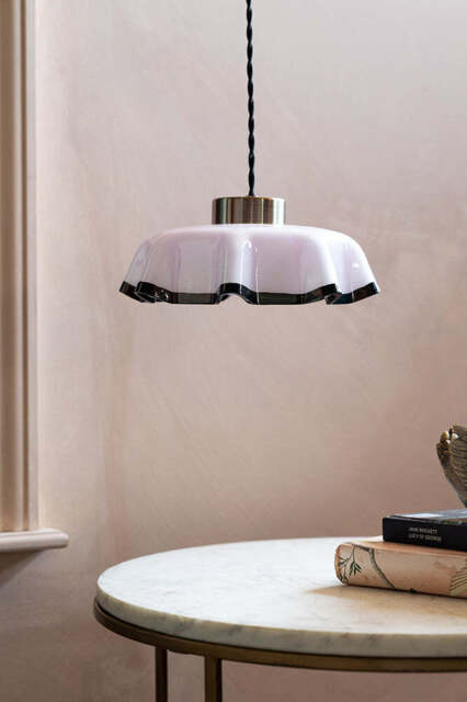 Pink Pleated Glass Easyfit Ceiling Light Shade - image 1