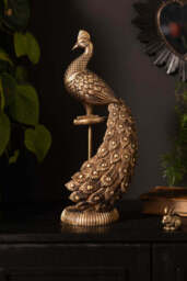 Antique-Style Gold Peacock Ornament - thumbnail 1