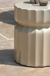 Ribbed Edge Round Side Table in Ivory Glaze - thumbnail 4
