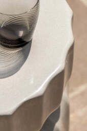 Ribbed Edge Round Side Table in Ivory Glaze - thumbnail 5