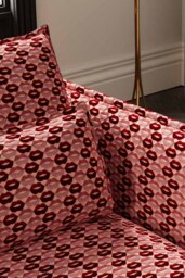 The Lola 4 Seater Sofa in Woven Red & Pink Lips Velvet - thumbnail 3