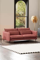 The Lola 4 Seater Sofa in Woven Red & Pink Lips Velvet