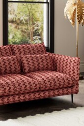 The Lola 4 Seater Sofa in Woven Red & Pink Lips Velvet - thumbnail 5
