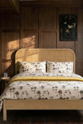 Curved Wood & Rattan Bed - Available in 2 Sizes
