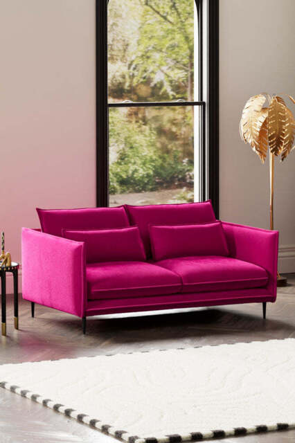 The Lola 3 Seater Sofa in Harry's Pink Velvet - image 1