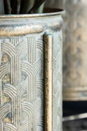 Set Of 2 Antique Gold Patterned Planters - thumbnail 5
