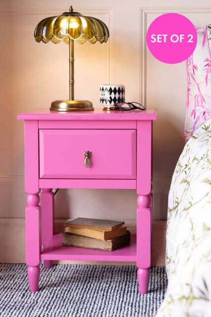 Set of 2 Beautiful Hot Pink Bedside Tables - image 1