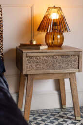 Natural Leopard Print Bedside Table - thumbnail 1