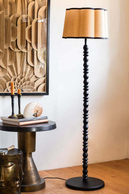 Black Wood Spindle Floor Lamp - Base Only - image 1