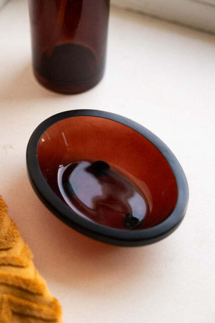 Apothecary-Style Amber Glass Soap Dish - image 1