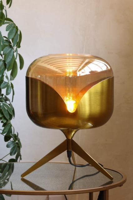 Retro Golden Glass Tripod Table Lamp - image 1