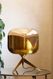 Retro Golden Glass Tripod Table Lamp - thumbnail 3