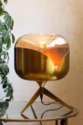 Retro Golden Glass Tripod Table Lamp - thumbnail 4