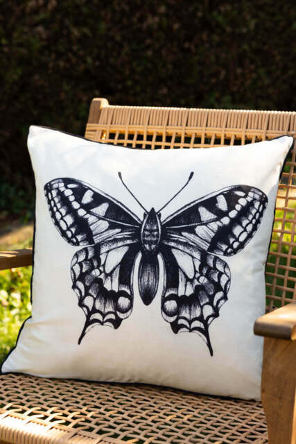 Monochrome Butterfly Outdoor Cushion - image 1