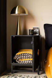 Circular Ribbed Wood Detail Bedside Table - thumbnail 4