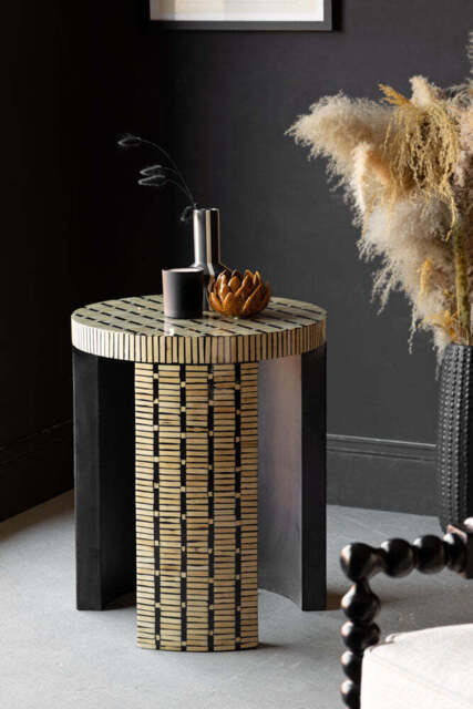 Bamboo Inlay Effect Side Table - image 1